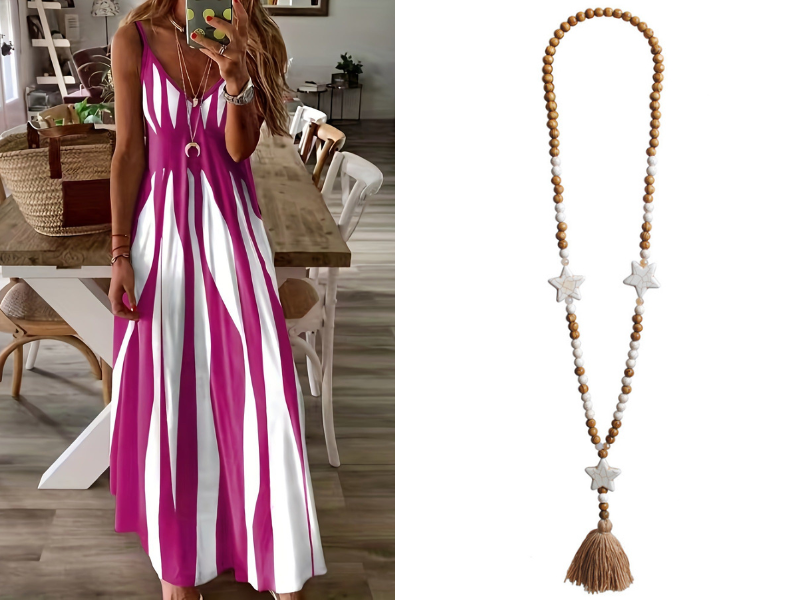 👗Elegantes Träger-Maxikleid mit Druckmuster, bequem für Alltag & Urlaub