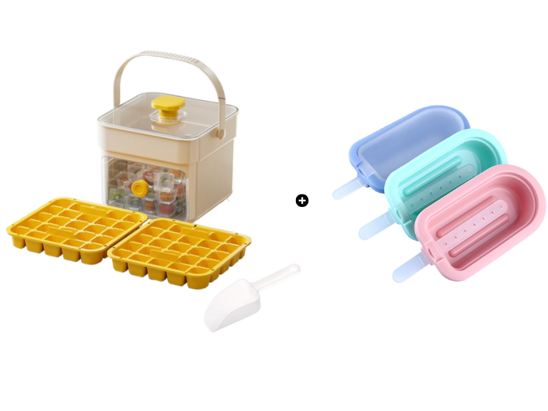 🧊 Eiswürfelform mit Aufbewahrungsbehälter & Ein-Knopf-Bedienung – müheloses Entnehmen, perfekt für Zuhause, Partys & Balkon
