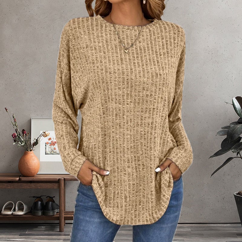 📢📢50%Rabatt!!!🎉✨Strickoberteil mit Rundhalsausschnitt, Rippstrick, langen Ärmeln & lockerer Passform – Weicher Strick, bequemer Schnitt & vielseitig kombinierbar – Perfekt für Alltag, Freizeit & kühle Tage