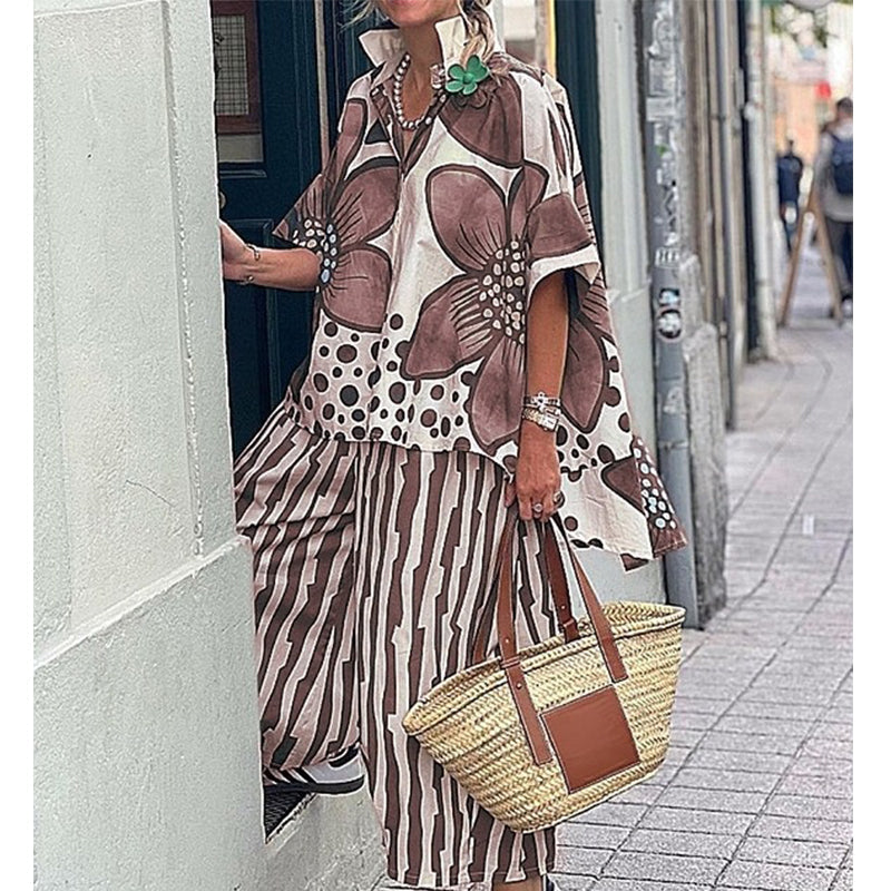 🌺2-teiliges Set aus bedrucktem Oberteil und Hose für Damen