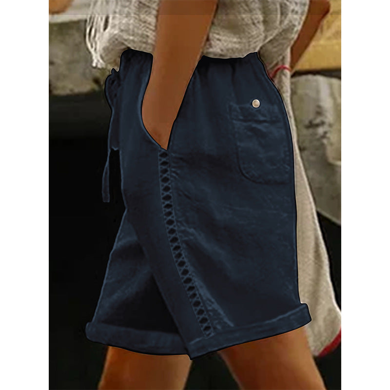 🩳 Lässige Damen-Shorts mit Kordelzug & Spitzenverzierung, stilvoll & atmungsaktiv✨
