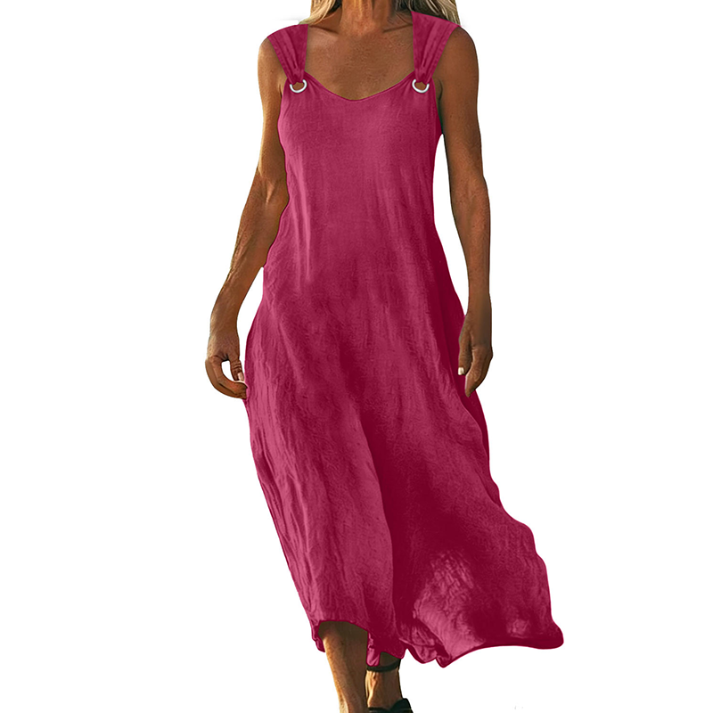 👗 Damen ärmelloses V-Ausschnitt Maxikleid mit Ringträgern – eleganter Look, luftiges Design & vielseitig kombinierbar