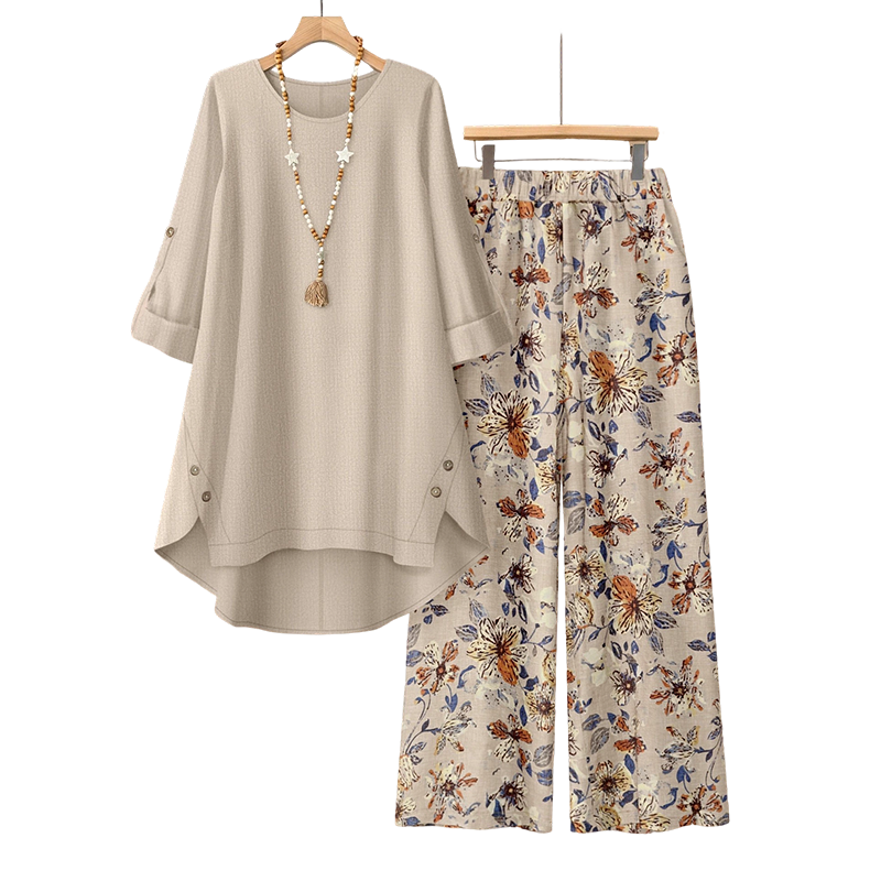 ✈️Versandkostenfrei🔥 Letzter Tag! 50% Rabatt NEU Damen 2-Teiler Baumwoll-Leinen Set ✨ Boho Blumenprint, locker & atmungsaktiv für Sommer & Urlaub