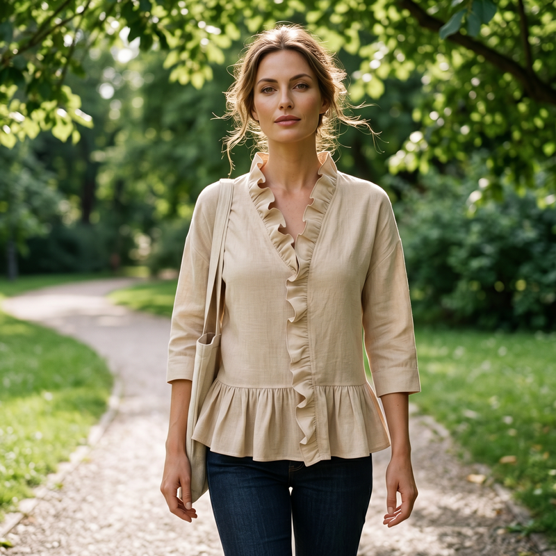 đ⨠Elegantes Damenoberteil mit RĂźschen und V-Ausschnitt â feminin, luftig & vielseitig â perfekt fĂźr Alltag, BĂźro & besondere Anlässe