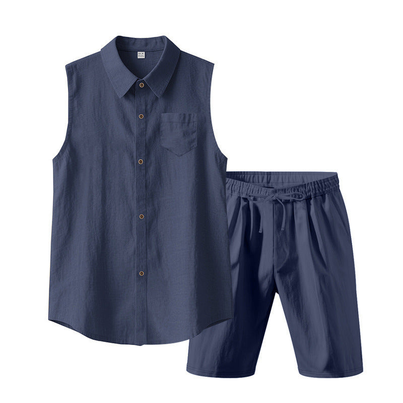 👔 Herren Leinen ärmelloses Hemd & Shorts Set – leicht, atmungsaktiv & vielseitig – perfekt für warme Tage, Strand & Freizeit – lässiger Look mit hohem Tragekomfort | Versandfrei