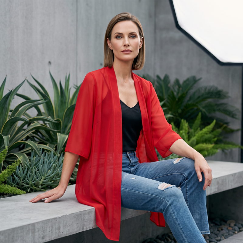 ☁️ So leicht wie eine Wolke – der Chiffon-Cardigan, der deinen Look im Handumdrehen aufwertet. Angenehm fallender Stoff, offene Vorderseite, perfekt für jede Figur. Dein neues Lieblingsteil für diese Saison! 🌸💫