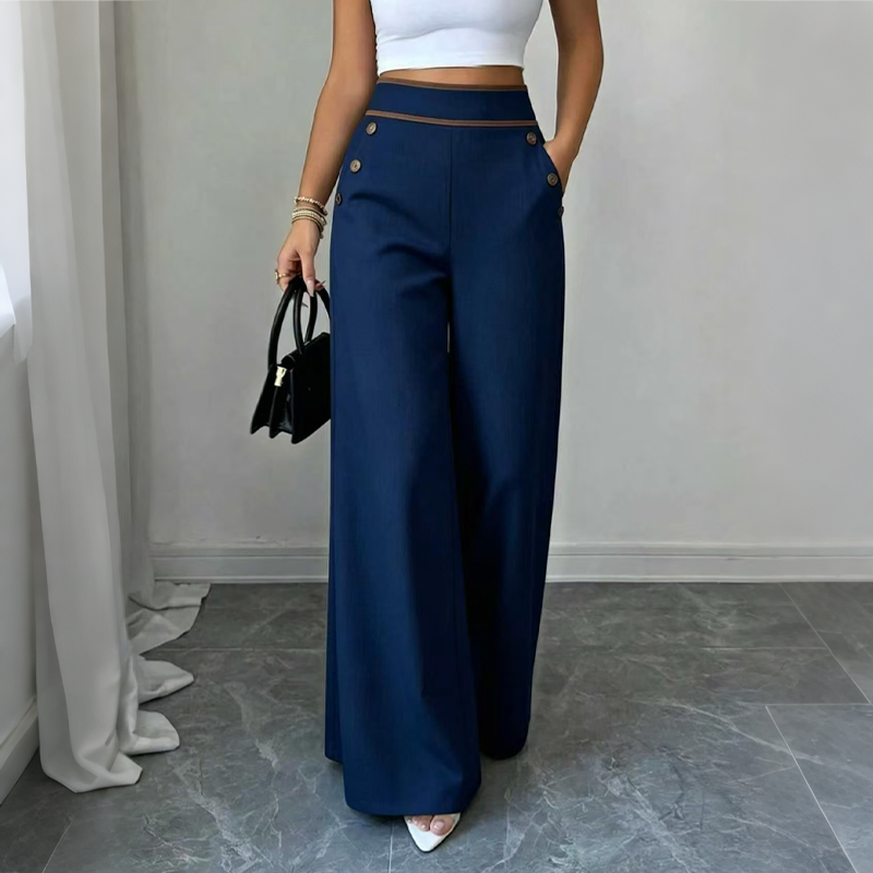 ✨Damen-Hochweitbund-Hosen mit kontrastierenden Besätzen