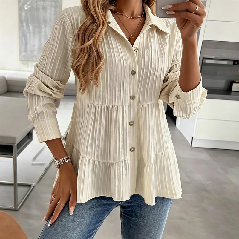 đ Langarmshirt mit Kräuselstruktur fĂźr Damen â Feines RĂźschen-Detail, weicher Stoff & vielseitig kombinierbar | Perfekt fĂźr Alltag, BĂźro & besondere Anlässe â Jetzt -50%!