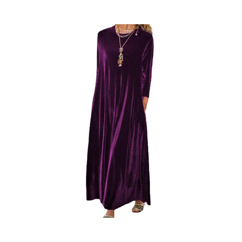 🌸 Maxikleid aus Samt – Leichter Stoff, bequemer Schnitt & zeitloses Design – Ideal für Frühling, Herbst & stilvolle Auftritte