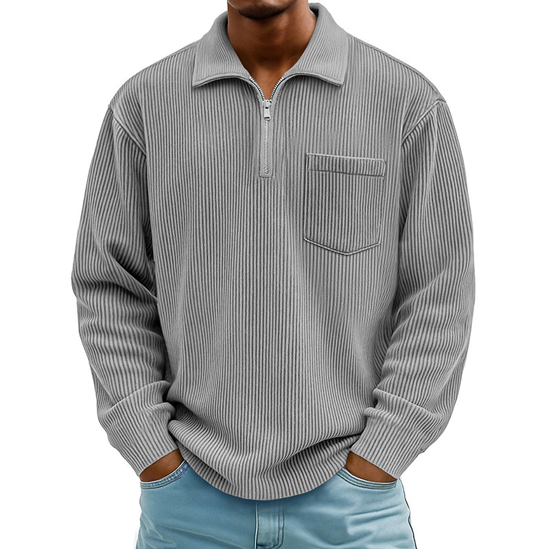 📢📢50%Rabatt!!!🎉✨Men's Casual Ribbed Half Zip Sweater – Figurbetonter Rippstrick, praktischer Reißverschluss & vielseitig kombinierbar – Perfekt für Alltag, Freizeit & kühle Tage