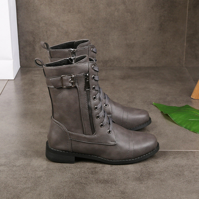 📢📢50%Rabatt!!!🎉✨Damen-Martinistiefel mit runder Zehenpartie & klobigem Absatz – Robuster Look, bequemer Sitz & vielseitig kombinierbar – Perfekt für Alltag, Freizeit & coole Auftritte