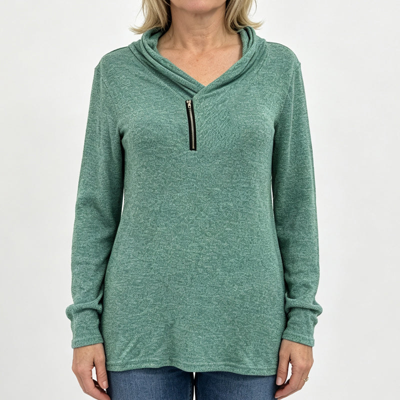 📣📣50%Rabatt!!!🎉✨Sweatshirt mit Schalkragen & Reißverschluss