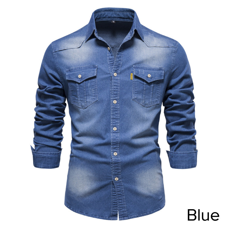 📢📢50%Rabatt!!!🎉✨Bügelfreies Herren-Jeanshemd mit Langarm