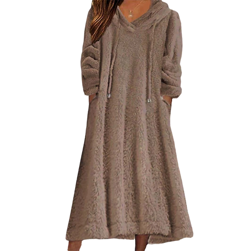 📢📢50%Rabatt!!!🎉✨Lässiges Plüsch-Kapuzen-Loungewear-Kleid für Damen