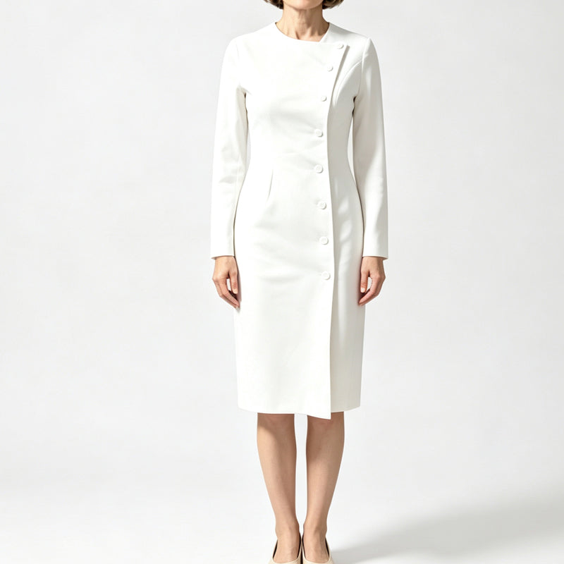 💎✨ Bestseller – Optisch längere Silhouette & elegante Taille – Asymmetrisches Midi-Kleid