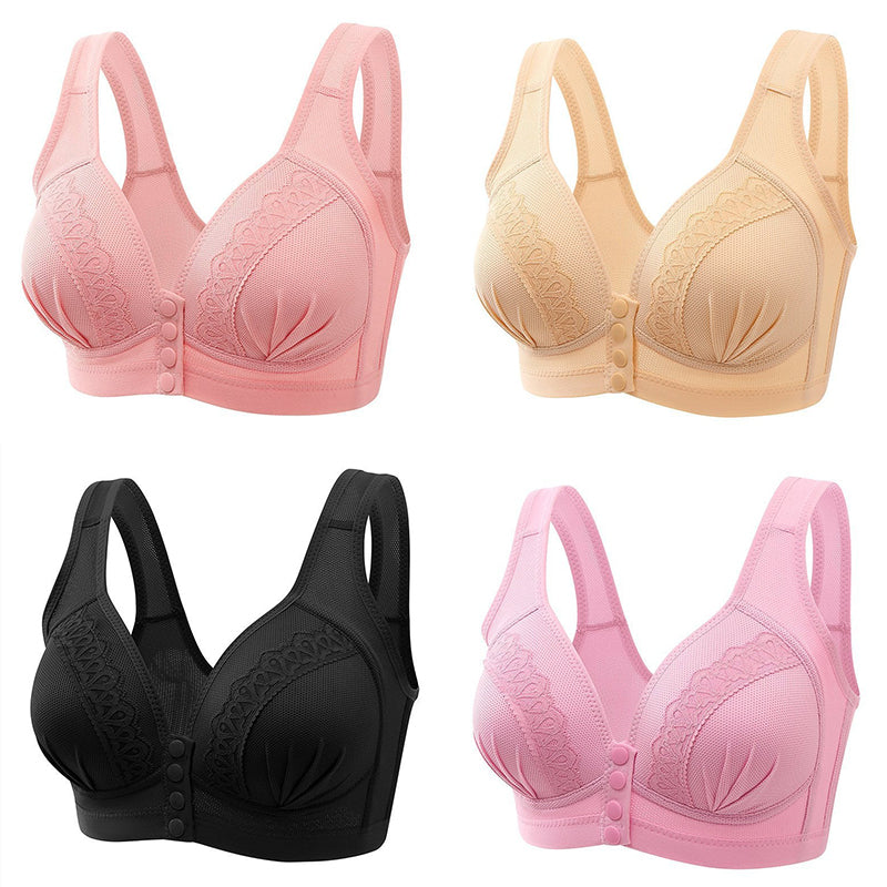 【45 % Rabatt】✨Atmungsaktiver Baumwoll-BH mit Knopfleiste vorne ✨KAUFEN SIE 1 KOSTENLOS 1