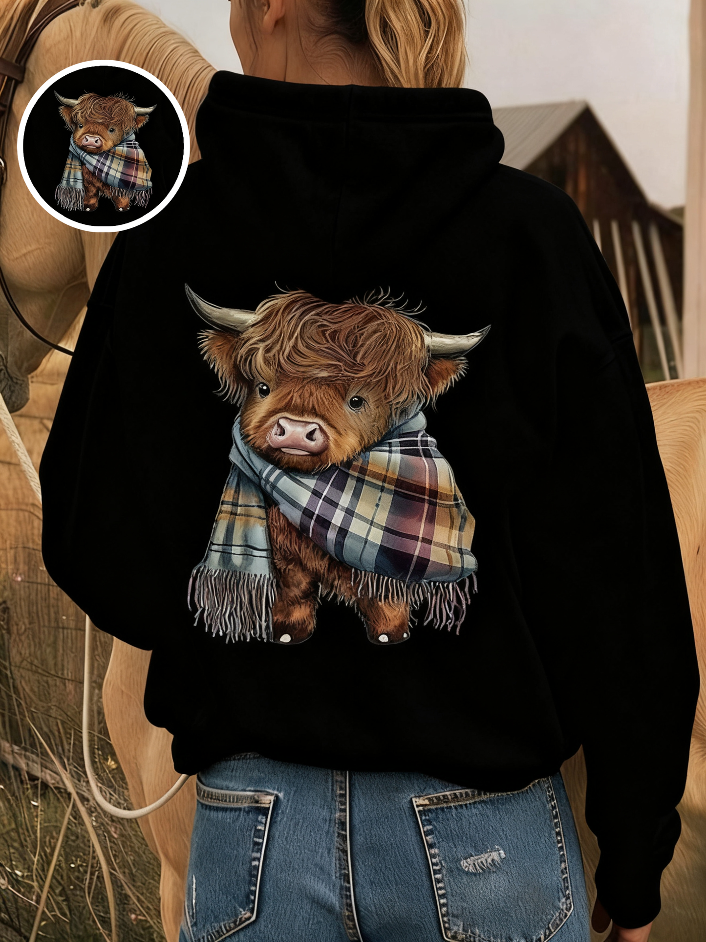 🎄🎅WEIHNACHTSANGEBOT 50 % RABATT!!🎁Süßes Highland Cow Sweatshirt mit Kapuze und kuscheligem Fleecefutter🦬
