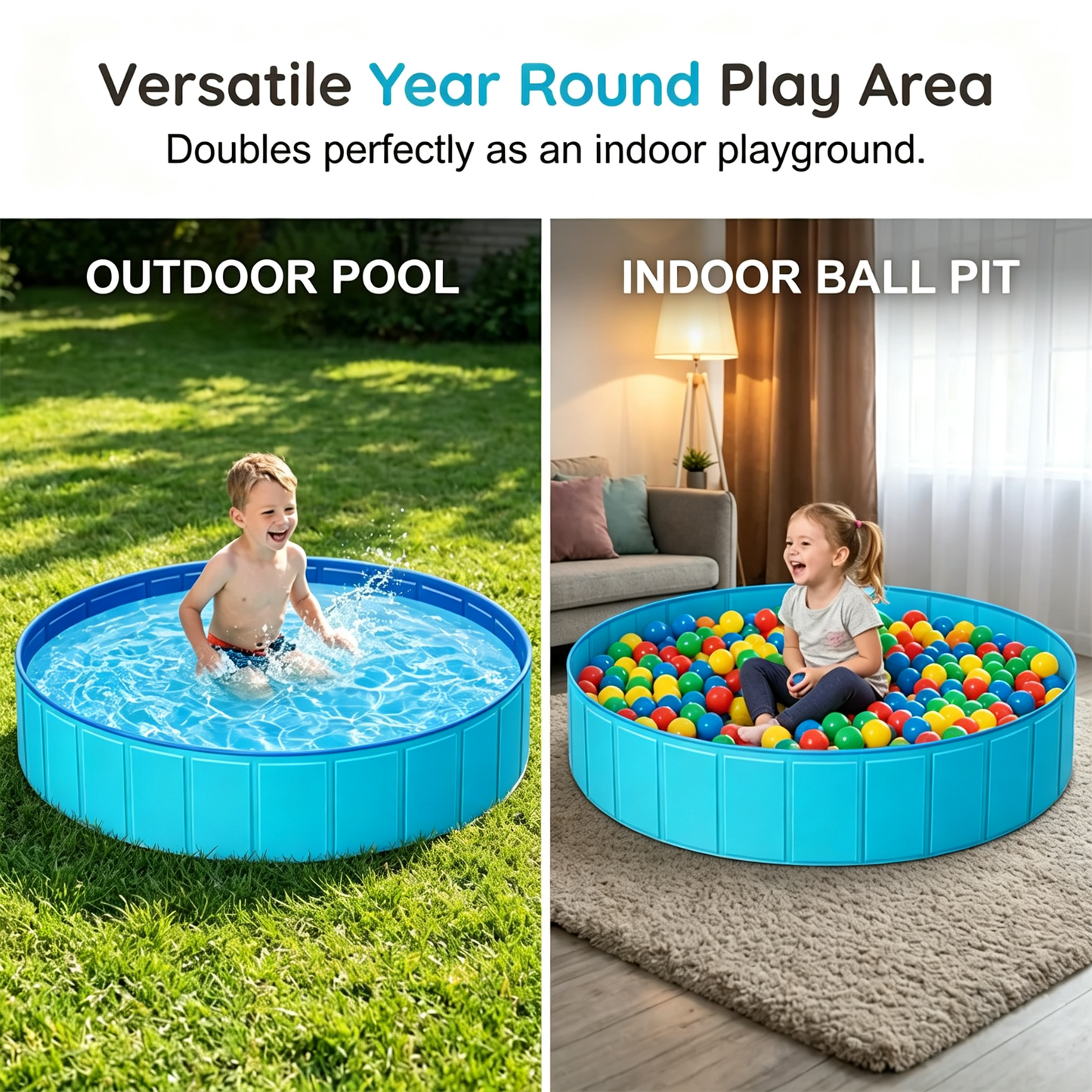 🏊 Großer, zusammenklappbarer Planschpool für den Garten – für die ganze Familie und Ihre pelzigen Freunde! Endlich Abkühlung für Groß, Klein und Vierbeiner – einfach aufstellen, befüllen, losplanschen! 💦🐶