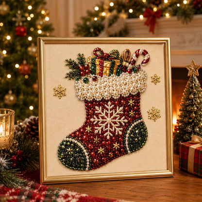 ❄️Sommerfrische 50 % Rabatt!💎DIY-Weihnachts-Diamond-Painting mit Perleffekt – Kreatives Bastelset mit Rahmen für festliche Dekoration