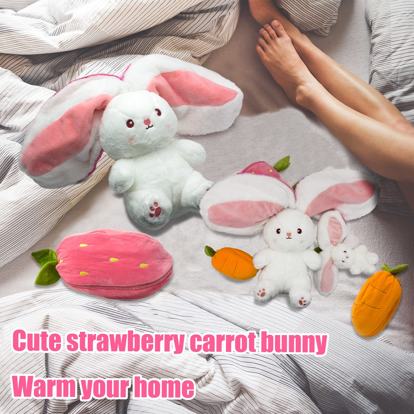 🐰Schönes Geschenk 50% RABATT🍓Strawberry Bunny verwandelt sich in ein kleines Kaninchen