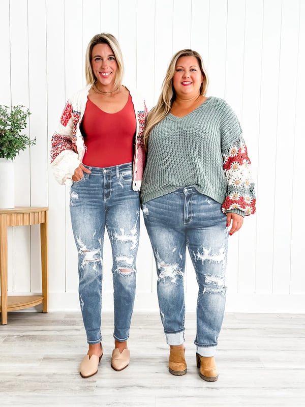 📢📢50%Rabatt!!!🎉✨Bauchweg-Jeans im Used-Look mit Bündchen