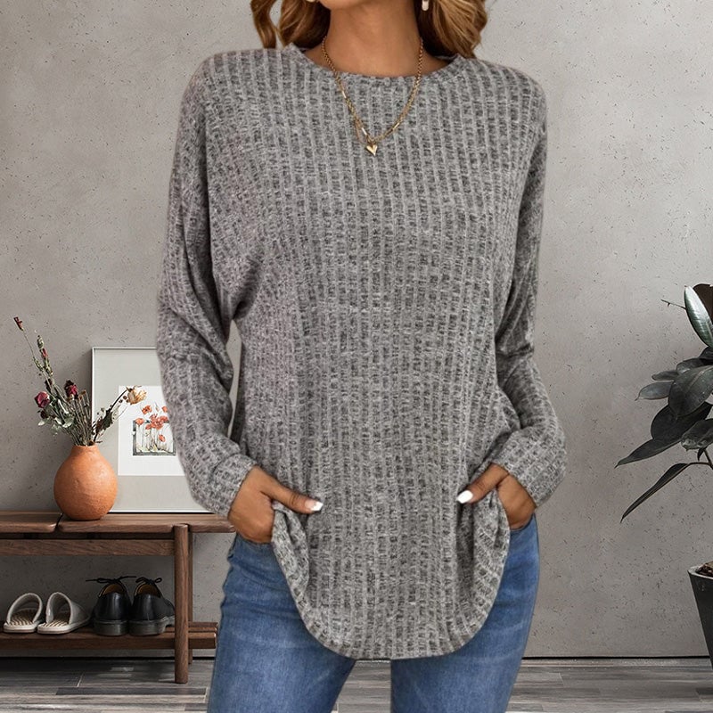 📢📢50%Rabatt!!!🎉✨Strickoberteil mit Rundhalsausschnitt, Rippstrick, langen Ärmeln & lockerer Passform – Weicher Strick, bequemer Schnitt & vielseitig kombinierbar – Perfekt für Alltag, Freizeit & kühle Tage