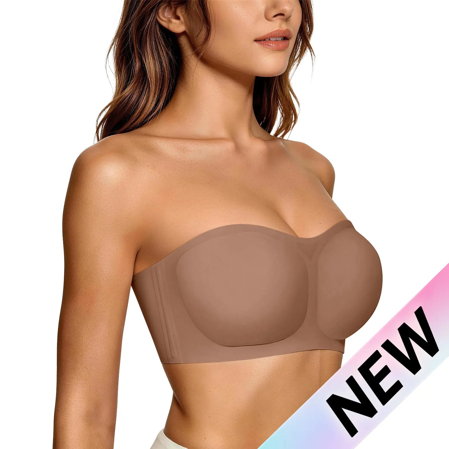 💞 Nahtloser Bandeau-BH ohne Träger – Rutschfest, stützend & bügellos mit Push-up-Effekt!