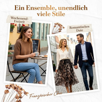 📢📢50%Rabatt!!!✨🔥Zweiteiliges Set für Damen bestehend aus Pullover und fließendem Rock mit Leopardenmuster