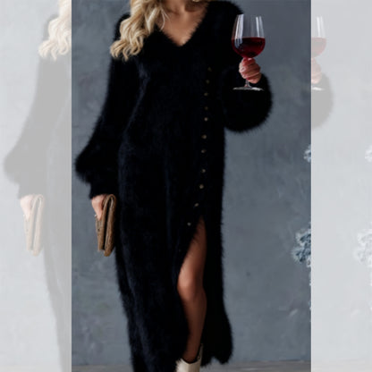 ✨ Elegantes, hochwertiges Plüschkleid für Damen mit Seitenschlitz ✨