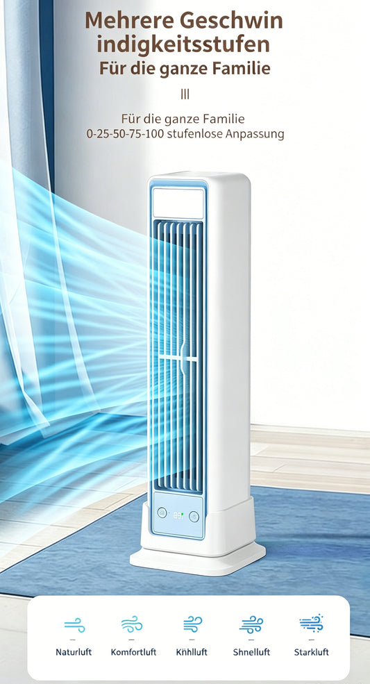 ❄️Tragbarer USB-Turmventilator (5 Windstärken) – kompakt, leistungsstark und vielseitig einsetzbar – ideal für Büro, Schlafzimmer und unterwegs