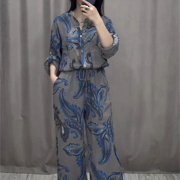💕 49% Rabatt 💕Zweiteiliges bedrucktes Hemd- und Hosenset für Damen