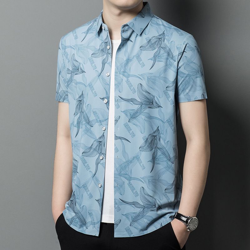 Herren Stretch Ice Silk Button-Down Hemd