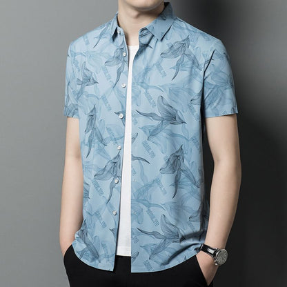 Herren Stretch Ice Silk Button-Down Hemd