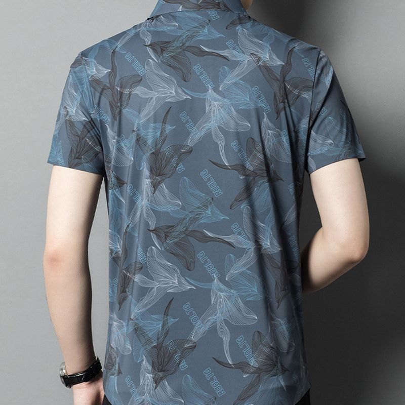 Herren Stretch Ice Silk Button-Down Hemd