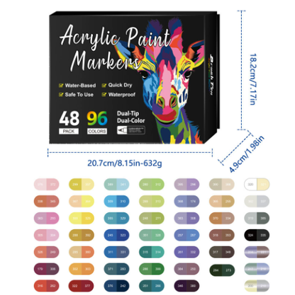 🔥 50 % RABATT! 🌈🖌️ Acrylstift-Marker mit zwei Spitzen – Farbenfroh & vielseitig ✨🎨