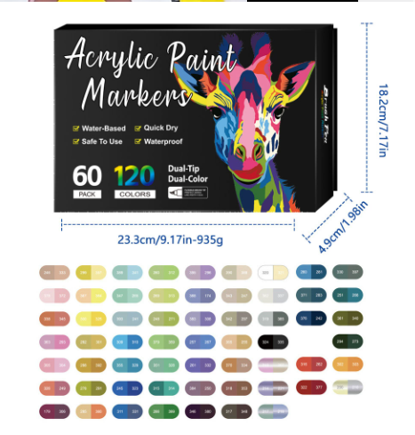 🔥 50 % RABATT! 🌈🖌️ Acrylstift-Marker mit zwei Spitzen – Farbenfroh & vielseitig ✨🎨