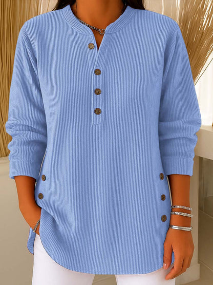 Langärmeliges, locker gestricktes Sweatshirt aus einfarbigem Material mit Rundhalsausschnitt für Damen