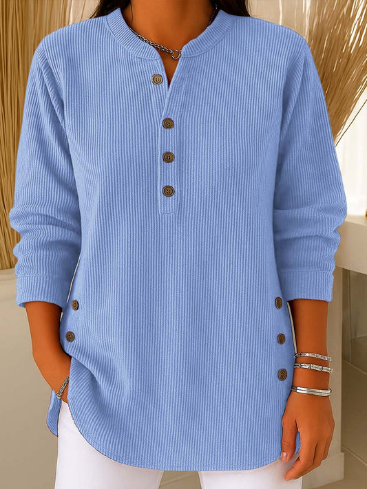 Langärmeliges, locker gestricktes Sweatshirt aus einfarbigem Material mit Rundhalsausschnitt für Damen