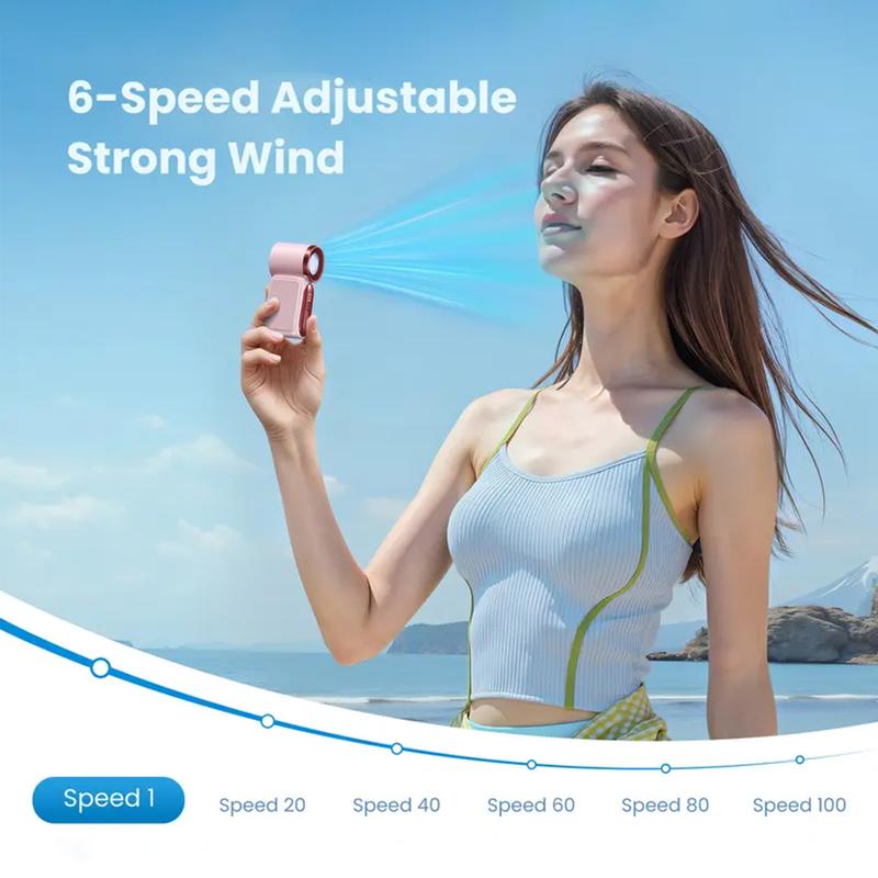 ❄️🧊Mini-Handventilator mit LED-Anzeige👍5-stufiger Turbo-Ventilator im Taschenformat🍃✨Über USB aufladbar, schnelle Kühlung für Reisen und beim Schminken