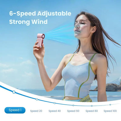 ❄️🧊Mini-Handventilator mit LED-Anzeige👍5-stufiger Turbo-Ventilator im Taschenformat🍃✨Über USB aufladbar, schnelle Kühlung für Reisen und beim Schminken