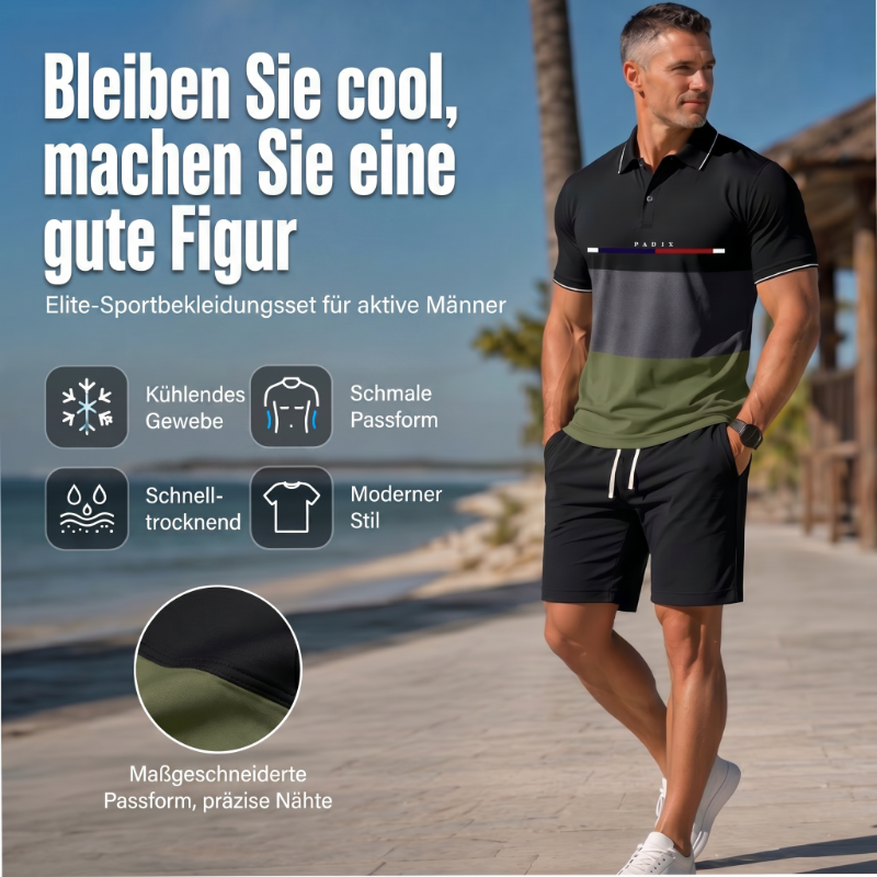 👕 2-teiliges Sommer-Set für Herren – Polo-Shirt & Shorts, atmungsaktiv, bequem & vielseitig für Sport, Alltag & Freizeit