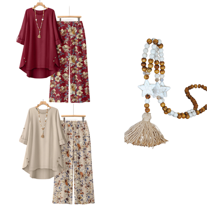 ✈️Versandkostenfrei🔥 Letzter Tag! 50% Rabatt NEU Damen 2-Teiler Baumwoll-Leinen Set ✨ Boho Blumenprint, locker & atmungsaktiv für Sommer & Urlaub