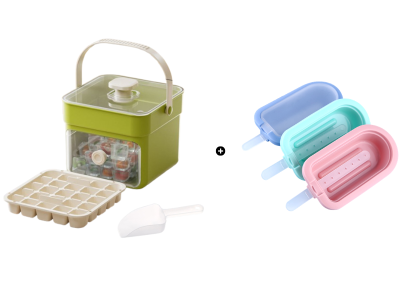 🧊 Eiswürfelform mit Aufbewahrungsbehälter & Ein-Knopf-Bedienung – müheloses Entnehmen, perfekt für Zuhause, Partys & Balkon
