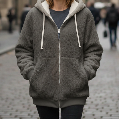 🧥 60% RABATT! ✨ Kapuzen-Fleecejacke mit Lammfellfutter - Winddicht & Wärmeisolierend für Extremes Winterwetter ❄️🛡️