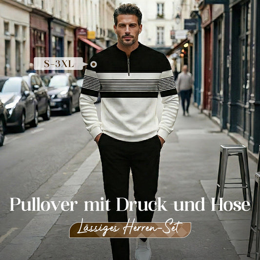 📢🎉50%Rabatt!!!🛍️✨Herren-Set: Pullover mit grafischem Druck und Hose