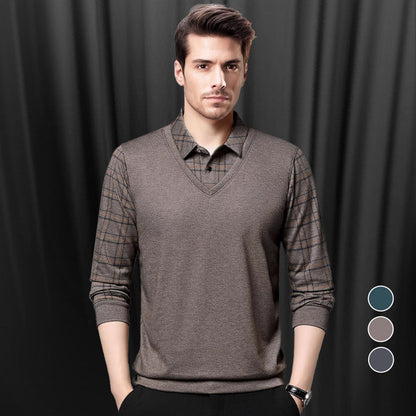 🍃Langarm-Oberteil in Layering-Optik für Herren