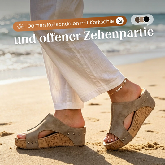 🔥50 % Rabatt für begrenzte Zeit🔥Damen-Sandalen mit Keilabsatz und Nietenverzierung☀️Lieferung innerhalb von 5 Werktagen👜