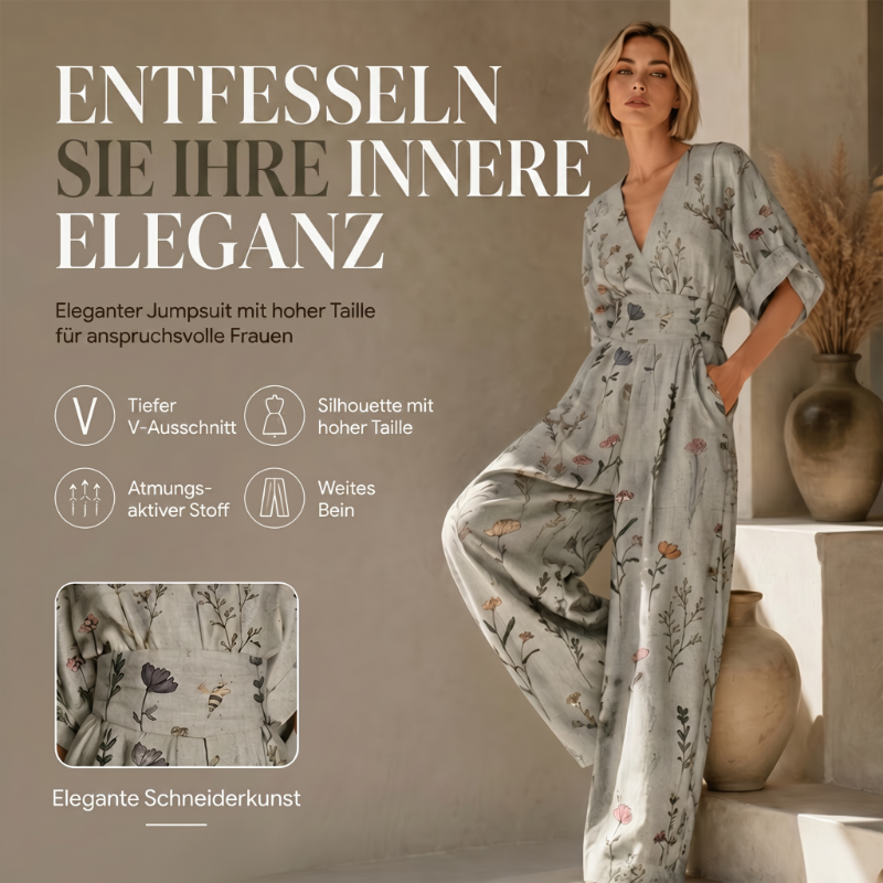 🌙 Heute um Mitternacht vorbei – verpassen Sie es nicht, sonst warten Sie ein Jahr! Damen elegantes V-Ausschnitt-Print-Jumpsuit