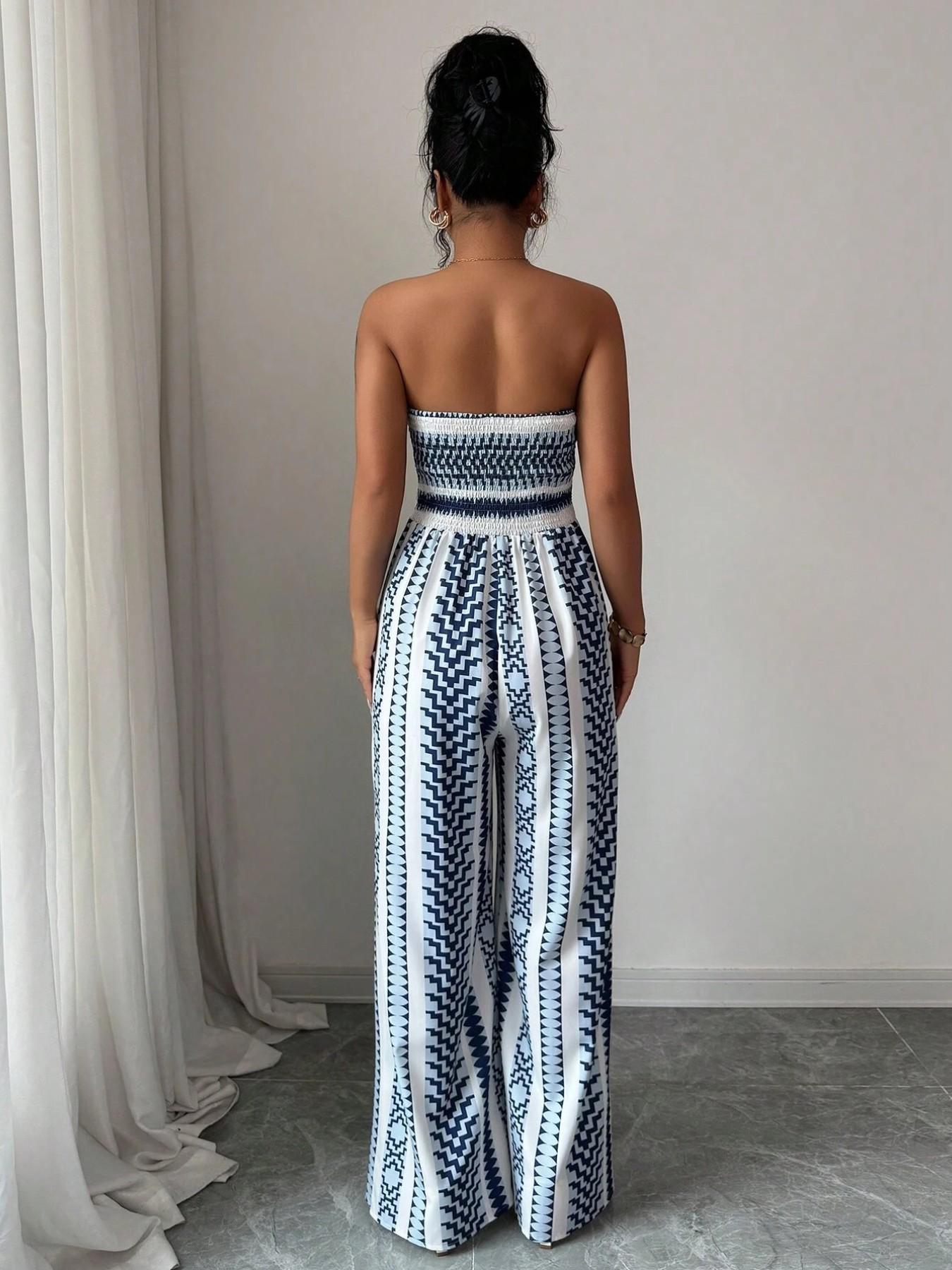 Damen Jumpsuit Schulterfrei Floral im Boho-Stil – Eleganter Sommer-Overall mit Bardot-Ausschnitt – 50% Rabatt