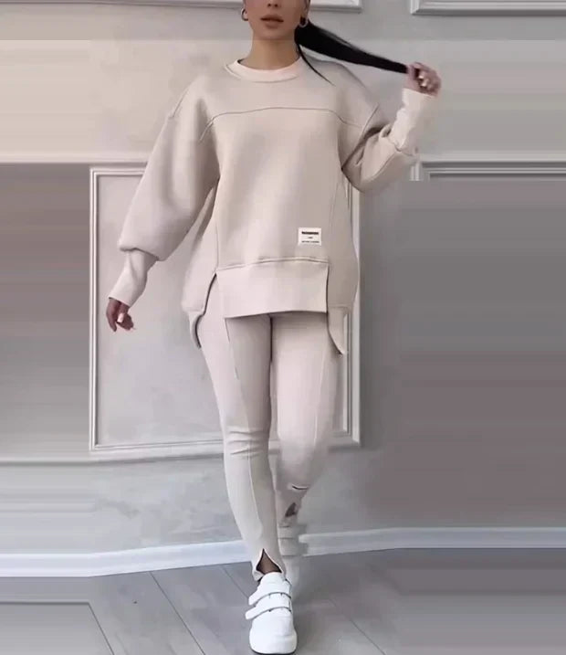 🔥Versandkostenfrei🧘‍♀️ Lässiges Sweatshirt-Leggings-Set – Ultraweiches Jersey, Moderne Passform & Perfekt für Alltag, Sport oder Entspannung 🏃‍♀️📦